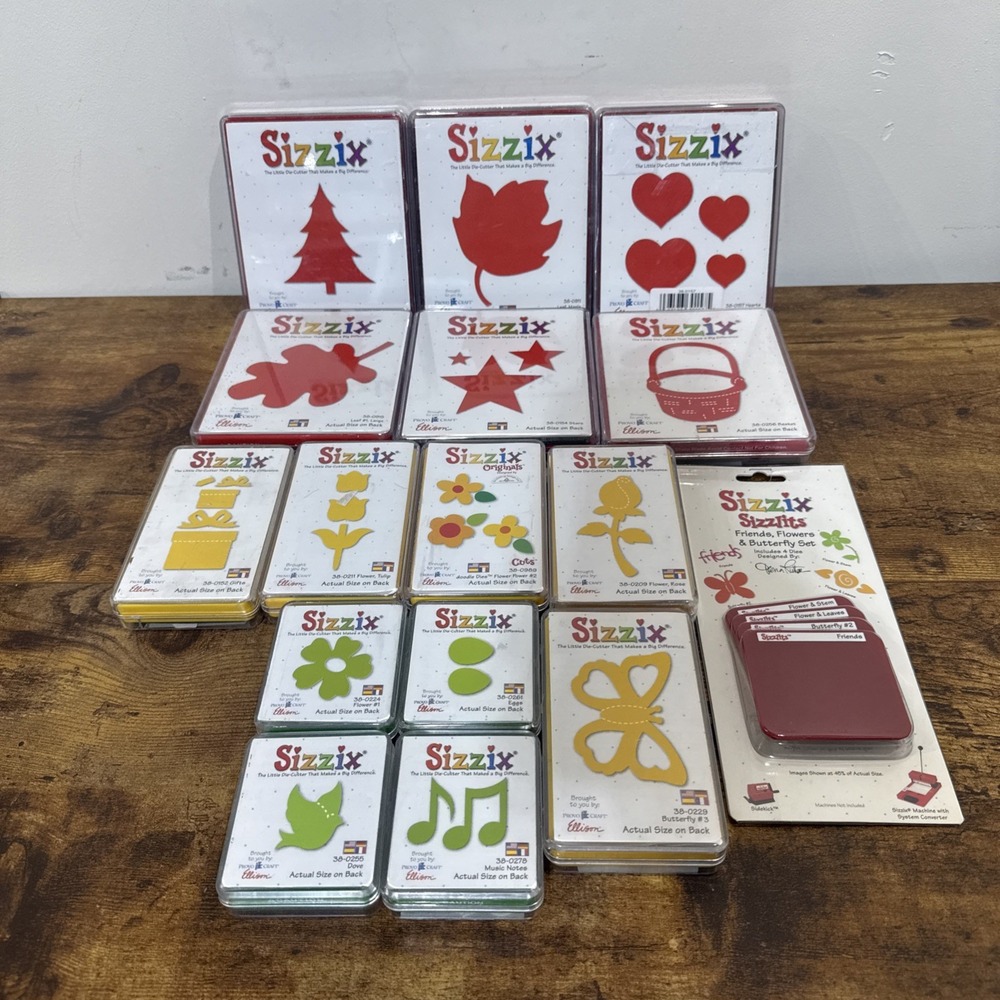 Lot of 16 Sizzix Originals Die Cut Lot Huge Bundle Ellison Provo Craft Shapes